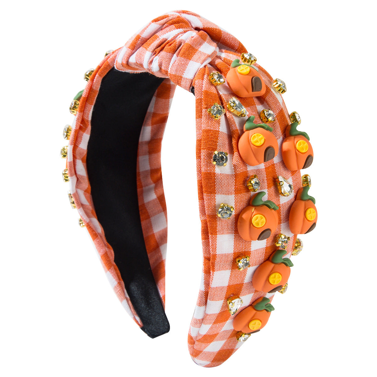 Wholesale Thanksgiving Mesh Fabric Diamond-encrusted Pumpkin Hair Ornament